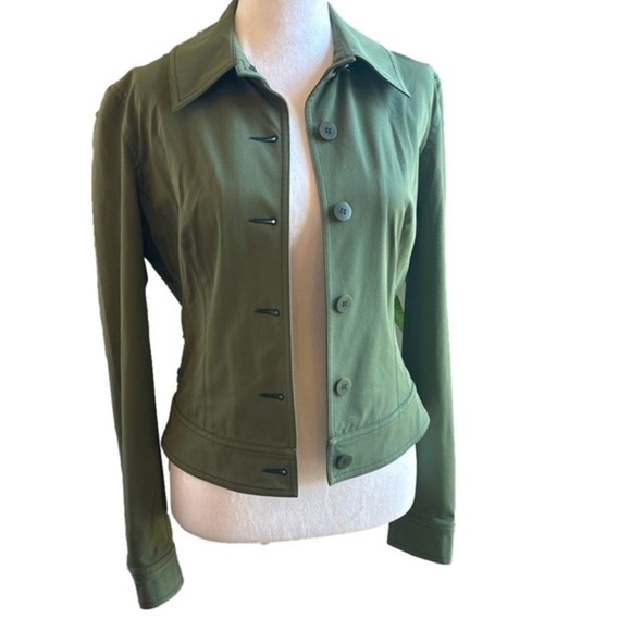CACHE vintage green Stretch Fitted Military-Inspired blazer Jacket size 6 - Picture 2 of 11